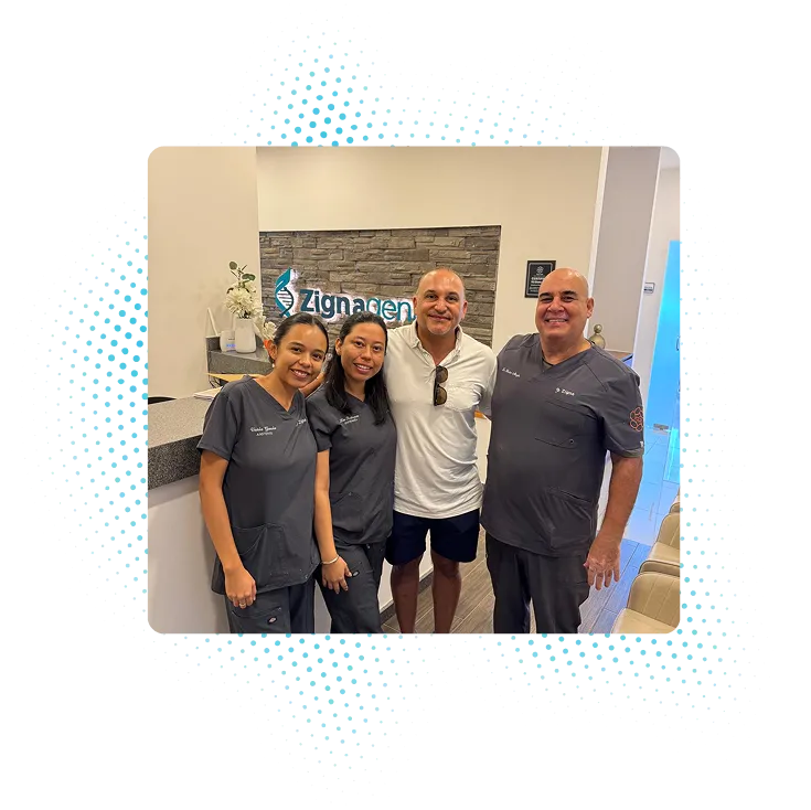 A ZignaGenix patient with the clinical team after treatment